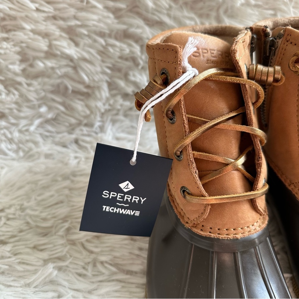 Sperry Womens Saltwater Starlight Tan Water Resistant Duck Boot New Size 6 - Picture 3 of 9
